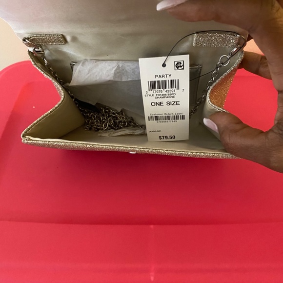 INC Champagne Crystal/Rhinestone Bow High Heels & Matching Clutch Purse, sz. 9.5 - Picture 8 of 13